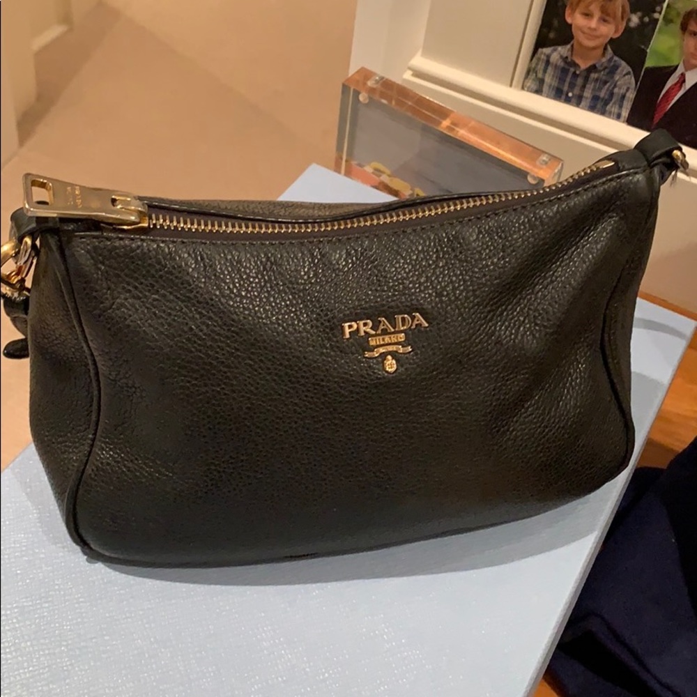 Used Prada shoulder bag black leather